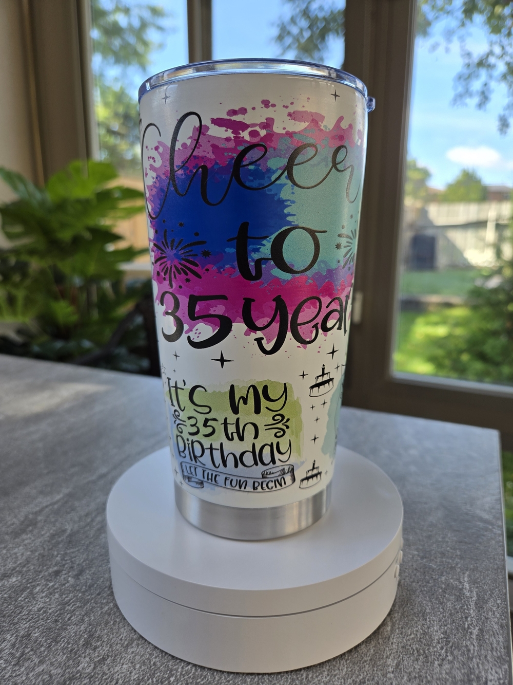 Cheers to 35 Years Colorful Stainless Steel Birthday Tumbler